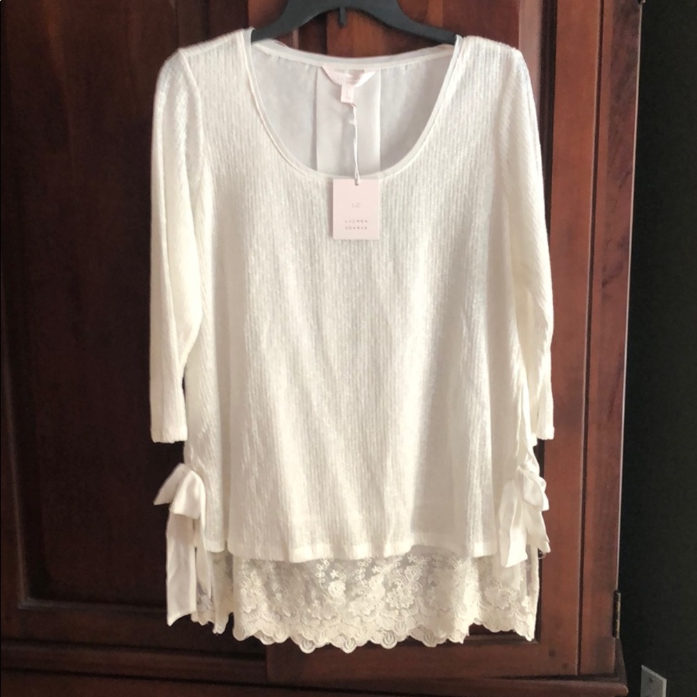 Cream Sweater with Lace